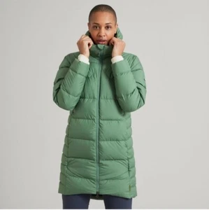 Kathmandu Puffer Jacket Size AU 10 Epiq Women's Longline Down Coat Green - Picture 1 of 11