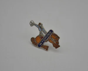 Wyoming Western Cowboy Rodeo Bucking Bronco Horse Lapel Hat Pin 3/4" - Picture 1 of 4