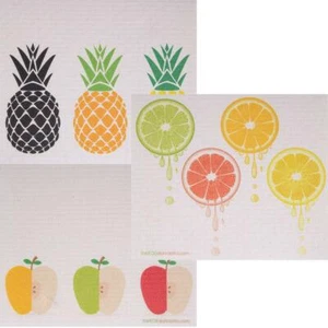 Swedish Dishcloth (Mixed Fruit) Set of 3 (One of each design) Paper Towel Replac - Picture 1 of 6