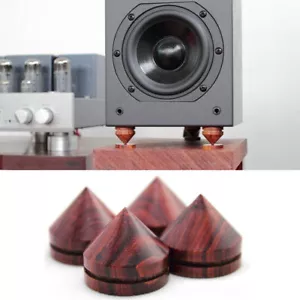 4er Set Ebenholz Hifi Audio Lautsprecher Spikes Isolierung Füße Amp Ständer Basis Pad - Bild 1 von 4