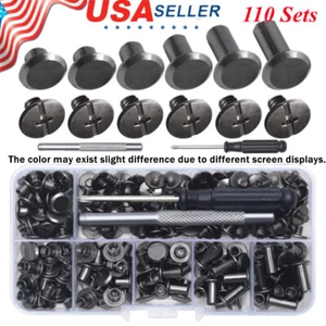 110Set Chicago Screws Leather Rivets Assorted Screw Rivets Chicago Binding Screw - Picture 1 of 9
