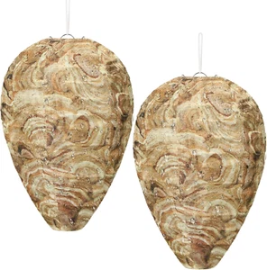 2 Pack Mini Size Wasp Nest Decoy Hanging Wasp for Hornets Yellow Jackets Outdoor - Picture 1 of 7