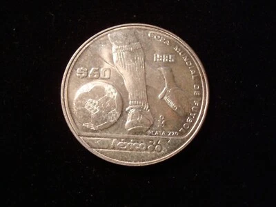 México 50 Pesos 1985 Mundial México 1986 .720 Moneda Plata, Mundial México 1986 Foto 1 de 2