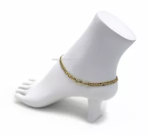 5mm KONKAVE KUBANISCHE PANZER GLIEDERKETTE QUALITÄT FUSSKETTCHEN ARMBAND 14K ITALIEN VERGOLDET - Bild 1 von 5