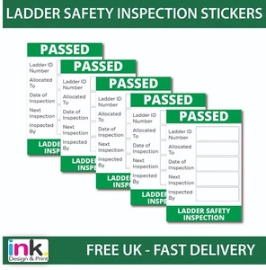 Ladder Safety Inspection Self Adhesive Vinyl Stickers Health & Safety Business - Picture 1 of 2