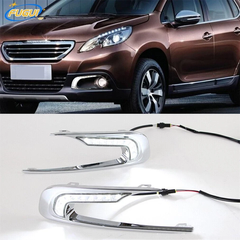 Par de luces de circulación diurna LED antiniebla DRL para Peugeot 2008 2014-2016 Foto 1 de 4