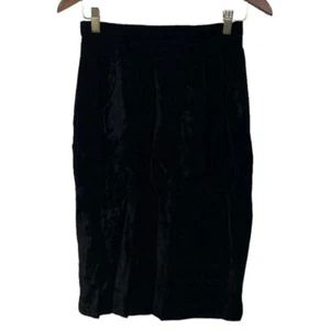 VTG Michele Women's Size 8 Pencil Wiggle Skirt Black Velvet Sexy High Waist - Picture 1 of 6