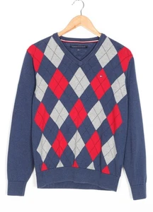 Tommy Hilfiger Pullover Pulli Herren Gr. M Baumwolle V-Ausschnitt kariert VR3469 - Bild 1 von 6