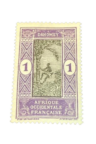 1913-1939 Dahomey 1 Franc Stamp Afrique Occidentale Francaise Mint Hinged - Image 1 of 4