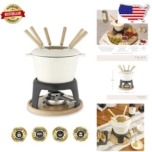 Elegantes 8,5" Emailliertes Gusseisen Fondue Topf Set für Schokoladen- & Käseliebhaber - Bild 1 von 12
