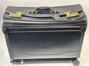 Estuche de viaje de vuelo de piloto de cuero vintage con ruedas extraíbles - Imagen 1 de 13