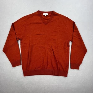 Turnbury Pullover Herren Large Orange V-Ausschnitt 100% extrafeine Merinowolle Strick - Bild 1 von 10