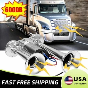 600DB 12V Electric Trains Horns Air Train Horn Kit For Truck Car Super Loud US - Picture 1 of 11