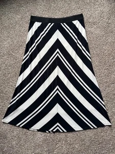 Chicos Mitered Stripe Skirt Black White Size 3 MAXI SKIRT - Picture 1 of 4