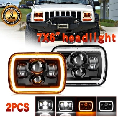 E-Geprüft 5x7 7x6 LED Scheinwerfer für Jeep Wrangler YJ Cherokee XJ Ford Toyota - Bild 1 von 4