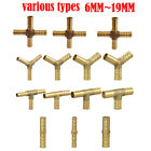 Brass T Joiner Various Fuel Hose Gas Joiner Connector Tee Air Fuel Pipe Fitting