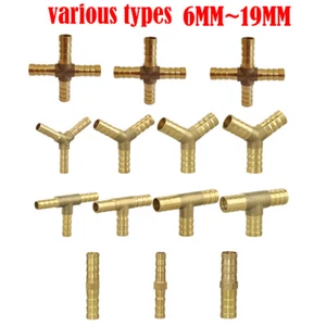 Brass T Joiner Various Fuel Hose Gas Joiner Connector Tee Air Fuel Pipe Fitting - Picture 1 of 29
