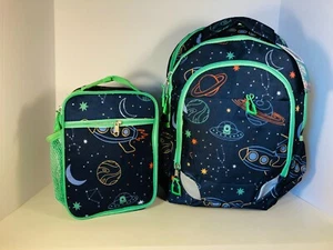 Crckt Youth 2 Piece Backpack set with Matching Lunch Kit . Blue Martians.  - Picture 1 of 8