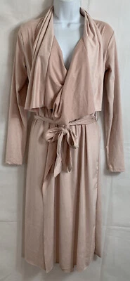 NWT's Windsor Size S Mauve Soft Cozy Long Open Lightweight Coat or Robe Belt LS - Image 1 of 4