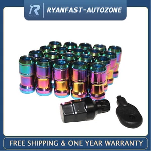 Extended Dust Cap Steel Lug Nuts Wheel Rims Tuner Neo Chrome M12x1.5 W/ Lock - Picture 1 of 10