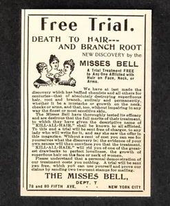 Anuncio de medicina curandero de la muerte al cabello 1903 Misses Bell impresión antigua AD - Imagen 1 de 2