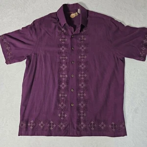 Caribbean Hawaiian Shirt Large Maroon Silk Size Large - Picture 1 of 7