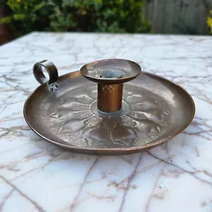 Antique Keswick School KSIA Copper Chamberstick Tulips Arts & Crafts Candlestick - Picture 1 of 13