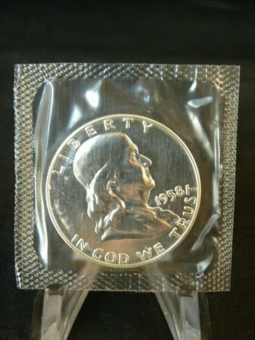1958 Silver Proof Ben Franklin Half Dollar in Original Mint Cello  NEW BATCH Cover