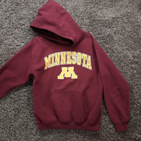 Minnesota Golden Gophers Hoodie Adult Medium Maroon Gold Logo Spellout Sweater Cover