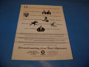 Texaco PBS Great Performances Original Print Ad From Magazine 1992 - Picture 1 of 2