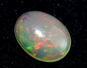 0.85 Ct Natural Ethiopian Fire Opal Yellowish Play Of Color Cabo Certified Gem - Picture 1 of 9