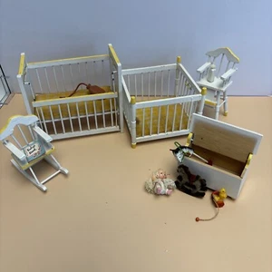 LOT Dollhouse Miniature Baby Bedroom Nursery Furniture Crib Playpen Highchair - Picture 1 of 21