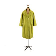 Vintage 60s Lilli Ann Fuzzy Wool Lime Green Mid Century 3/4 Sleeve Swing Coat