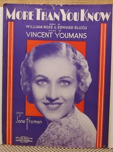 Partitura de 1933 de More Than You Know - Rose, Eiliscu y Youmanns - Imagen 1 de 4