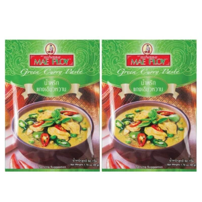 Mae Ploy Green Curry Paste 50g X 2 packs - NO MSG - Image 1 of 3