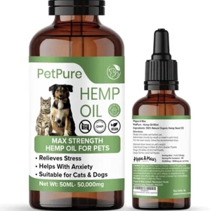 Pippa & Max Hemp Oil for Dogs and Cats & Pets - 50,000MG 50ml Anxiety Stress