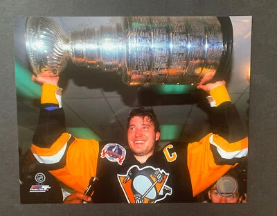Mario Lemieux 1991 Stanley Cup Trophy Penguins 8x10 archivo de fotos Lisenced Nhl Holo Foto 1 de 4