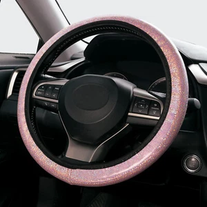 Strass Auto LenkradbezugLenkrad Abdeckung Lenkradhülle Glitzer Lenkradbezug Rosa - Picture 1 of 6