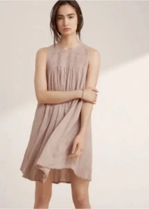Aritzia Wilfred Allier besticktes Schaukelkleid rot beige XXS Modal + Seide gefüttert - Bild 1 von 14