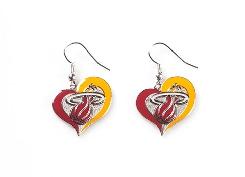 Miami Heat NBA Team Swirl Heart Earrings Cover