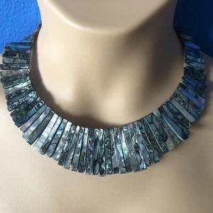 Abalone Shell Choker Necklace 70s All Original With Matching Bracelet Stunning - Picture 1 of 4
