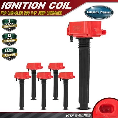 6x Bobina de encendido roja para Ram 1500 Jeep Grand Cherokee Wrangler JK Dodge Chrysler Foto 1 de 4