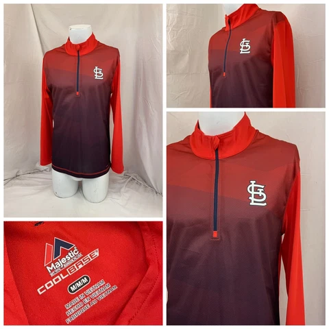 St. Louis Cardinals Majestic Pullover M Men Red Poly ¼ Zip Cool Base YGI U1-187 Cover