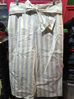 Alex Marie Womens White & Blue Wide Leg Cropped Pants Size 10 - Image 1 of 4