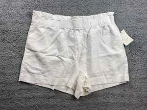 A New Day Women's Size Large High Rise Linen Pull on Shorts White - Picture 1 of 7