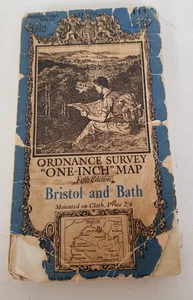 1930s Ordnance Survey One Inch Map Fifth Edition Bristol and Bath Mounted Cloth - Picture 1 of 5