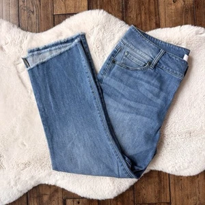 CAbi Hi Low Crop Jeans Damen Größe 14 Medium Wash Blau Mid Rise Style 6070 - Bild 1 von 13
