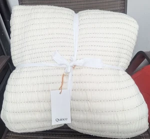 Quince Organic Cotton Channel Stitch Coverlet 3PC Set Color Undyed Size F/Q -New - Picture 1 of 8