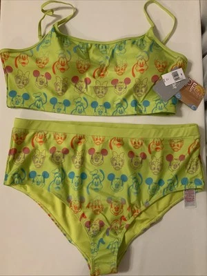 Disney Parks Mickey Lime Green 2 Piece Swim Suit Women’s Size 1x - Image 1 of 4