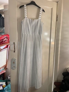 Warehouse ladies white stripe long dress size medium - Picture 1 of 2